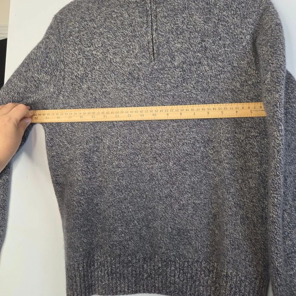 J. Crew Rugged Merino Wool Blend Quarter Zip Sweater Mens Large Marled Grey